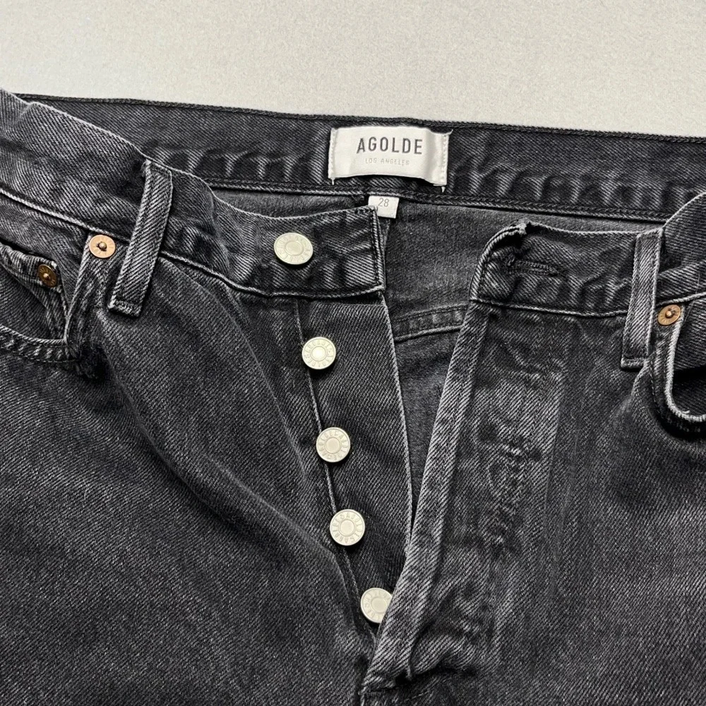 Agolde Lana Straight Leg‎ Jeans Faded Black Button Fly 100% Cotton Size 28